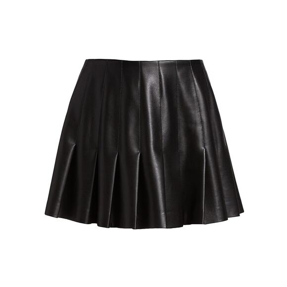 Alice + Olivia Dresses & Skirts - Alice + Olivia 'Carter' Black Vegan Leather Pleated Mini Skirt Size 0